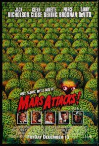 1d524 MARS ATTACKS! advance 1sh '96 directed by Tim Burton, great image of many alien brains!