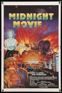 1d540 MIDNIGHT MOVIE MASSACRE 1sh '88 wacky sci-fi monster artwork by Andrews!