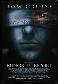 1d545 MINORITY REPORT style A advance 1sh '02 Steven Spielberg, close-up image of Tom Cruise!