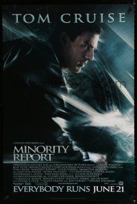 1d546 MINORITY REPORT style B advance 1sh '02 Steven Spielberg, close-up image of Tom Cruise!