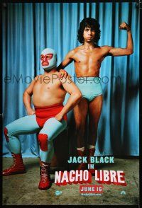 1d577 NACHO LIBRE teaser DS 1sh '06 wacky Mexican luchador wrestler Jack Black w/partner!