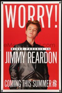 1d588 NIGHT IN THE LIFE OF JIMMY REARDON teaser 1sh '88 cool image of River Phoenix, worry!