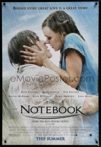 1d598 NOTEBOOK advance DS 1sh '04 romantic close up of Ryan Gosling & Rachel McAdams in rain!