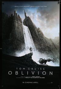 1d600 OBLIVION int'l teaser DS 1sh '13 Morgan Freeman, image of Tom Cruise & waterfall in city!