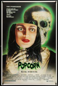 1d631 POPCORN 1sh '91 really cool wild Joann horror art, buy a bag, go home in a box!