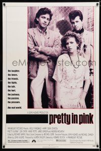 1d634 PRETTY IN PINK 1sh '86 great portrait of Molly Ringwald, Andrew McCarthy & Jon Cryer!