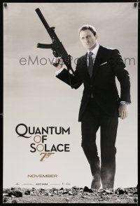 1d643 QUANTUM OF SOLACE teaser 1sh '08 Daniel Craig as Bond with H&K submachine gun!