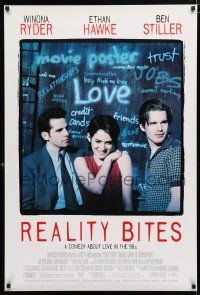 1d653 REALITY BITES DS 1sh '94 Janeane Garofalo, image of Winona Ryder, Ben Stiller, Ethan Hawke!