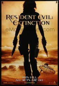 1d655 RESIDENT EVIL: EXTINCTION teaser 1sh '07 silhouette of zombie killer Milla Jovovich!