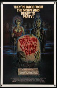1d660 RETURN OF THE LIVING DEAD 1sh '85 artwork of wacky punk rock zombies by tombstone!