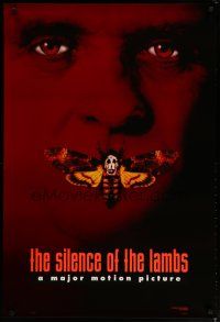 1d697 SILENCE OF THE LAMBS style B teaser DS 1sh '90 creepy Anthony Hopkins with moth over mouth!