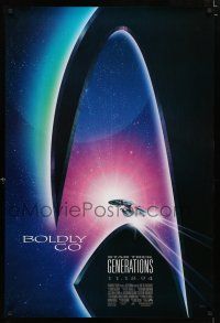 1d737 STAR TREK: GENERATIONS advance 1sh '94 cool sci-fi art of the Enterprise, Boldly Go!