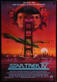 1d727 STAR TREK IV 1sh '86 art of Leonard Nimoy, Shatner & Klingon Bird-of-Prey by Bob Peak!