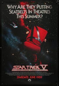 1d730 STAR TREK V foil advance 1sh '89 The Final Frontier, image of theater chair w/seatbelt!