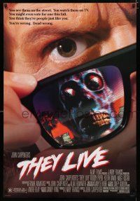 1d765 THEY LIVE DS 1sh '88 Rowdy Roddy Piper, John Carpenter, cool horror image!