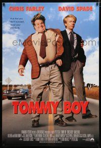 1d777 TOMMY BOY int'l 1sh '95 great full-length image of screwballs Chris Farley & David Spade!