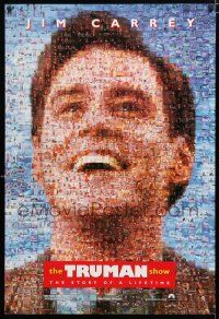 1d792 TRUMAN SHOW teaser DS 1sh '98 really cool mosaic art of Jim Carrey, Peter Weir