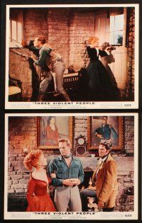1e020 THREE VIOLENT PEOPLE 12 color 8x10 stills '56 great images of Anne Baxter & Charlton Heston!