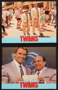 1e057 TWINS 10 8x10 mini LCs '88 great image of Arnold Schwarzenegger, DeVito, Reitman candid!