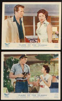 1e184 FLAME OF THE ISLANDS 7 color English FOH LCs '55 sexy Yvonne De Carlo, Howard Duff, Scott!
