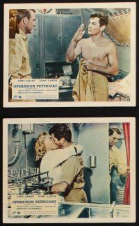1e098 OPERATION PETTICOAT 8 color English FOH LCs '59 Cary Grant & Tony Curtis on pink submarine!