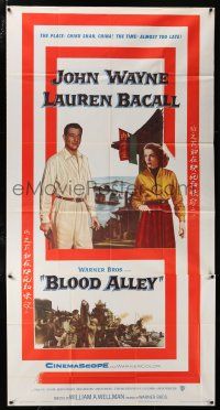1f620 BLOOD ALLEY 3sh '55 John Wayne, Lauren Bacall, directed by William Wellman!