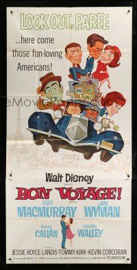 1f622 BON VOYAGE 3sh '62 Walt Disney, Fred MacMurray, Jane Wyman, great wacky art!