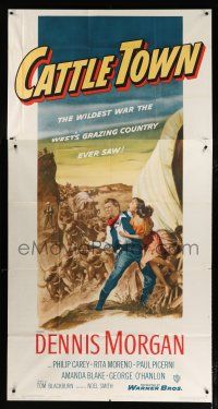 1f632 CATTLE TOWN 3sh '52 the wildest war the West's grazing country ever saw, cool art!