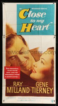 1f641 CLOSE TO MY HEART 3sh '51 Gene Tierney & Ray Milland adopt a child, romantic close up!
