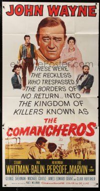 1f644 COMANCHEROS 3sh '61 artwork of cowboy John Wayne, directed by Michael Curtiz!