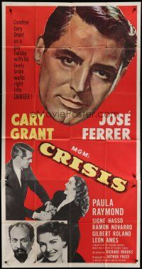 1f647 CRISIS 3sh '50 great huge headshot artwork of Cary Grant, plus Paula Raymond & Jose Ferrer!