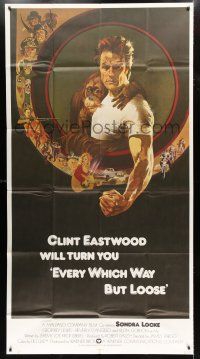 1f683 EVERY WHICH WAY BUT LOOSE 3sh '78 art of Clint Eastwood & Clyde the orangutan by Peak!
