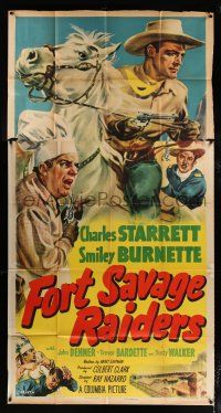 1f705 FORT SAVAGE RAIDERS 3sh '51 art of Charles Starrett as The Durango Kid + Smiley by Cravath!