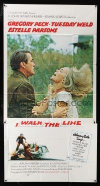 1f756 I WALK THE LINE int'l 3sh '70 c/u of Gregory Peck grabbing Tuesday Weld, John Frankenheimer