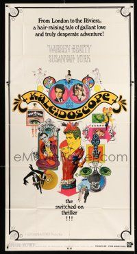 1f765 KALEIDOSCOPE 3sh '66 Warren Beatty, Susannah York, cool colorful Bob Peak art!