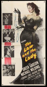 1f774 LAW & THE LADY 3sh '51 great full-length sexiest artwork of Greer Garson in all black gown!