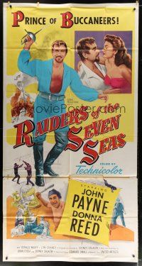 1f851 RAIDERS OF THE SEVEN SEAS 3sh '53 suave pirate John Payne romances sexy Donna Reed!