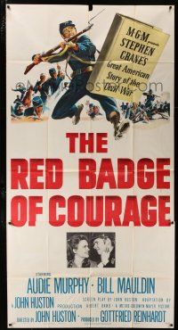 1f854 RED BADGE OF COURAGE 3sh '51 Audie Murphy, John Huston, from Stephen Crane Civil War novel!