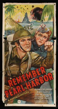 1f859 REMEMBER PEARL HARBOR 3sh '42 art of soldier Don Red Barry & Fay McKenzie in World War II!