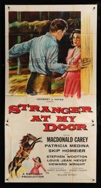 1f916 STRANGER AT MY DOOR 3sh '56 preacher MacDonald Carey's faith can't save this killer!