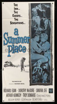 1f919 SUMMER PLACE 3sh R63 Sandra Dee & Troy Donahue in young lovers classic, cool cast montage!