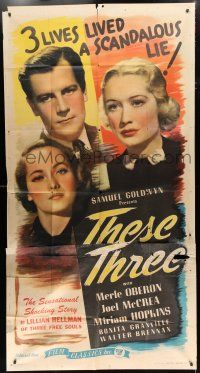 1f936 THESE THREE 3sh R46 Miriam Hopkins, Merle Oberon & Joel McCrea tortured by a suppressed love!