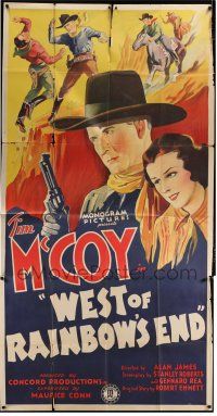 1f982 WEST OF RAINBOW'S END 3sh '38 stone litho of Tim cowboy McCoy with gun & fighting!
