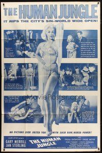 1f017 HUMAN JUNGLE 40x60 '54 sexy Jan Sterling, it rips the city's sin-world wide open!