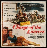 1f135 CHARGE OF THE LANCERS 6sh '54 art of sexy Paulette Goddard & Jean Pierre Aumont!