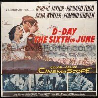 1f147 D-DAY THE SIXTH OF JUNE 6sh '56 romantic art of Robert Taylor & sexy Dana Wynter in WWII!