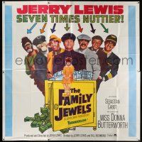 1f156 FAMILY JEWELS 6sh '65 Jerry Lewis is seven times nuttier in seven roles, wacky art!
