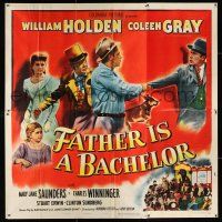 1f157 FATHER IS A BACHELOR 6sh '50 Coleen Gray calls Holden darling & kids call him dad!