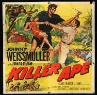 1f184 KILLER APE 6sh '53 great Cravath art of Weissmuller as Jungle Jim fighting giant man-ape!