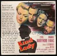 1f185 KIND LADY 6sh '51 John Sturges, artwork of Ethel Barrymore, Angela Lansbury & top cast!